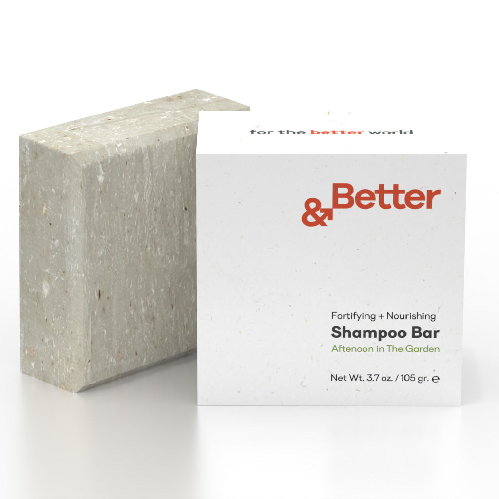 &Better Afternoon in the Garden Shampoo Bar, handcrafted with plant-based oils, oat protein, and pro-vitamin B5 for nourishing and fortifying hair